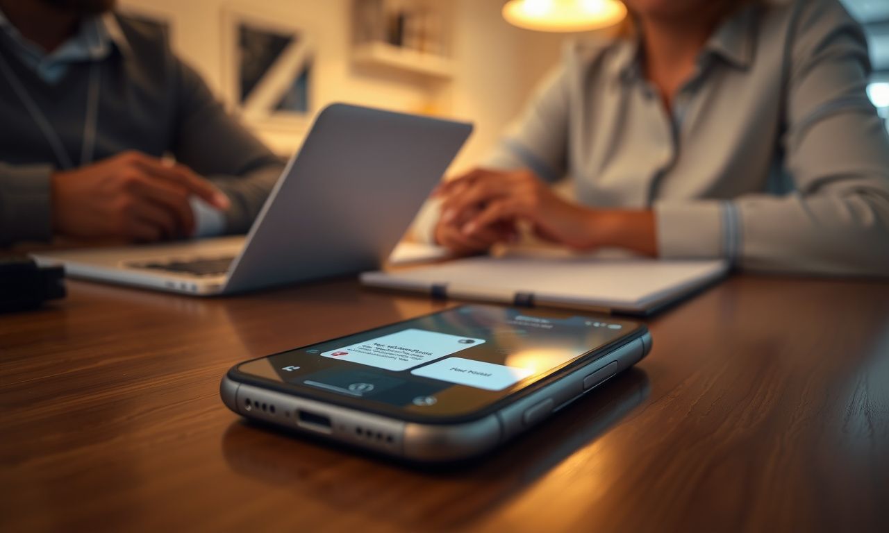 Close-up of smartphone with notifications on desk