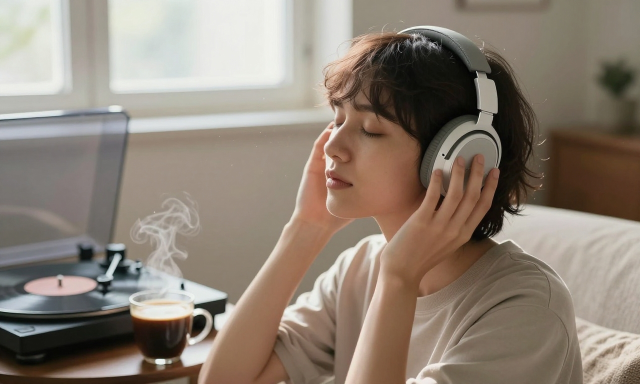 Person enjoying music with Beoplay H100 headphones