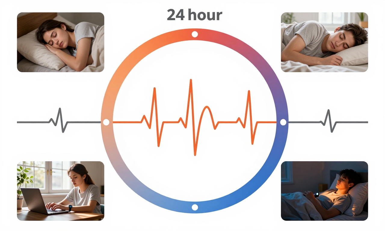 Daily circadian rhythm patterns of heart rate throughout 24 hours