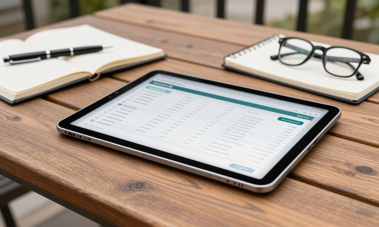 DC-1 tablet with specs and accessories on outdoor table