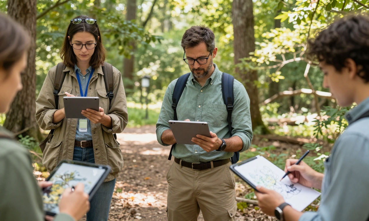 Various professionals using DC-1 tablets in outdoor settings