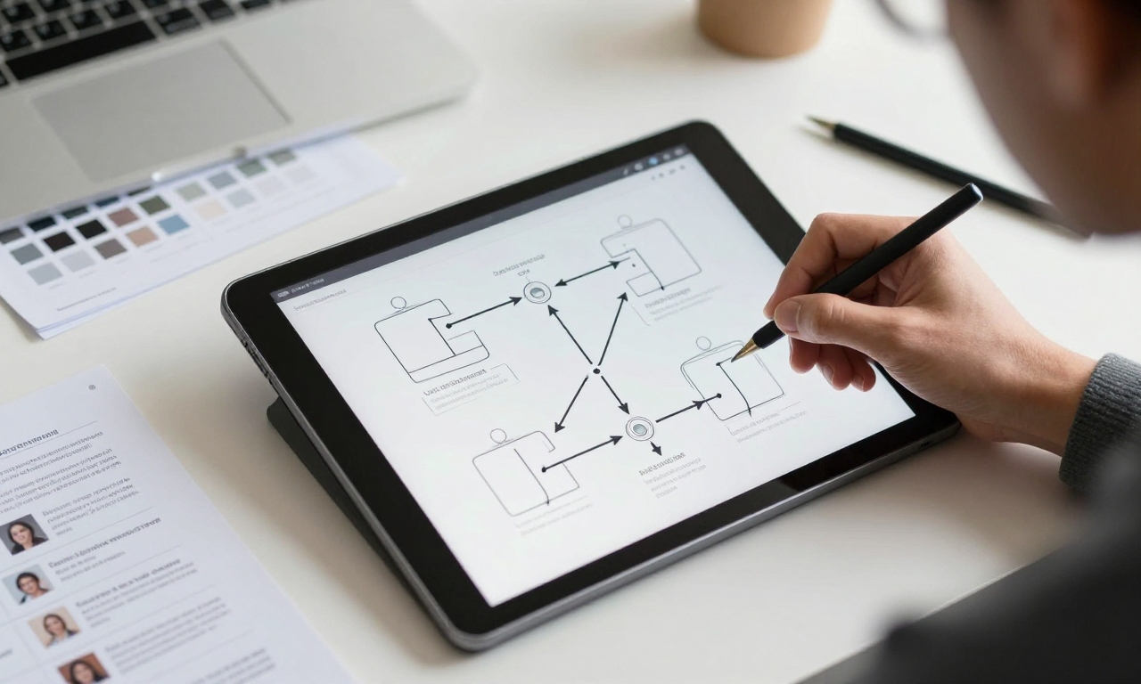 Designer creating streamlined user journey diagrams