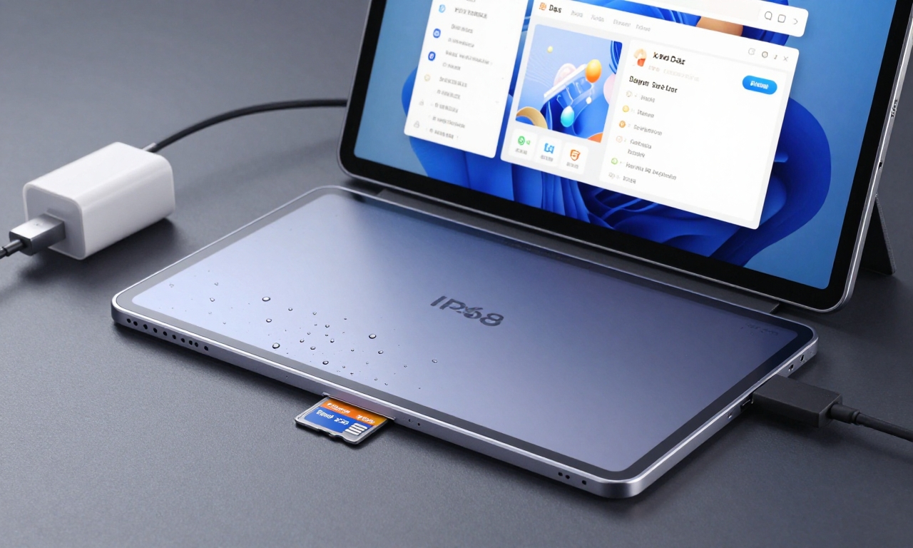 Samsung tablet hardware features including microSD slot and water resistance