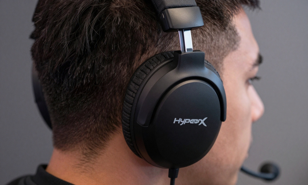 Gamer wearing HyperX Cloud Alpha 2 Wireless headset during gameplay