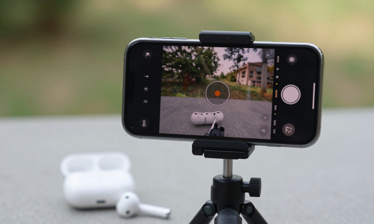 iPhone with AirPods for camera control