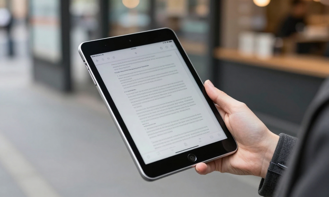 Person holding iPad mini 7 tablet with one hand