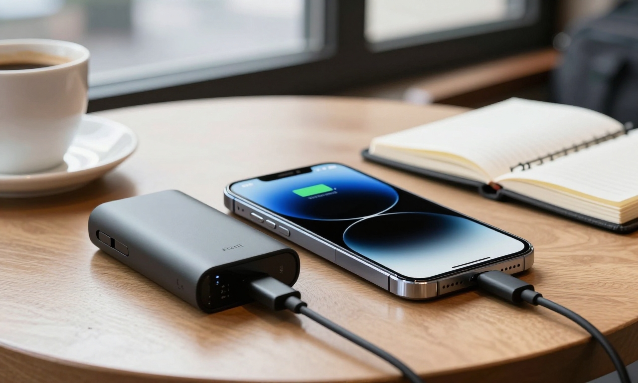 iPhone Air with low battery next to portable charger