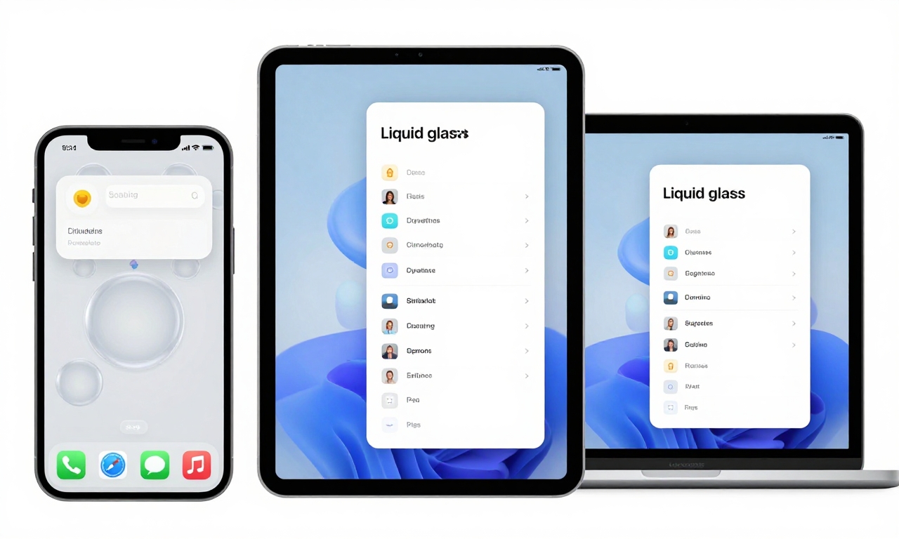Comparison of Liquid Glass on iPhone, iPad, and Mac