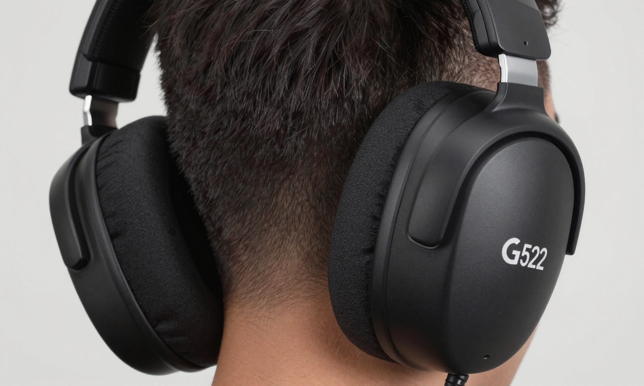 Person wearing Logitech G522 headset showing comfort features