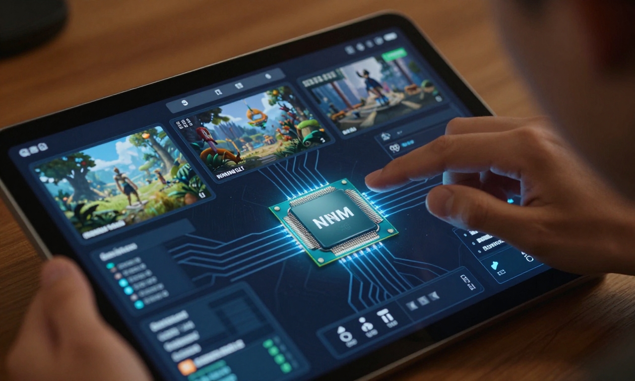 Tablet displaying performance graphics and chipset visualization