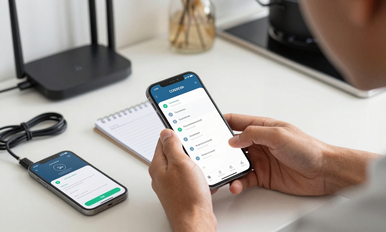 Person persistently troubleshooting smartphone connectivity issues