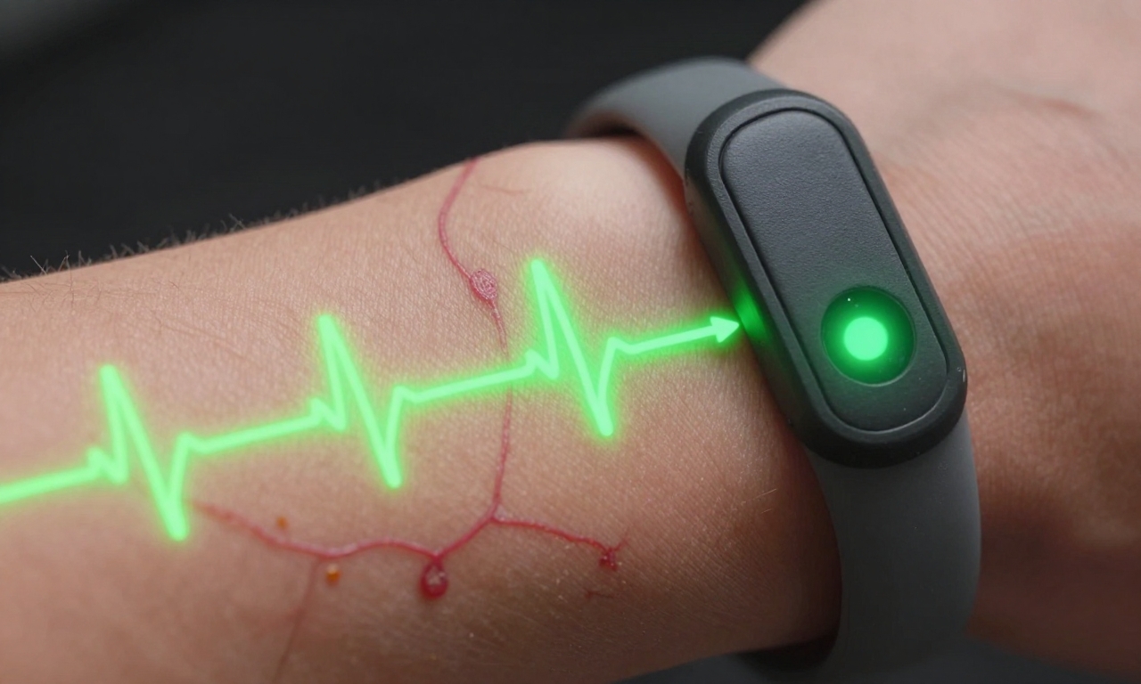 Cross-section showing PPG technology measuring heart rate through light