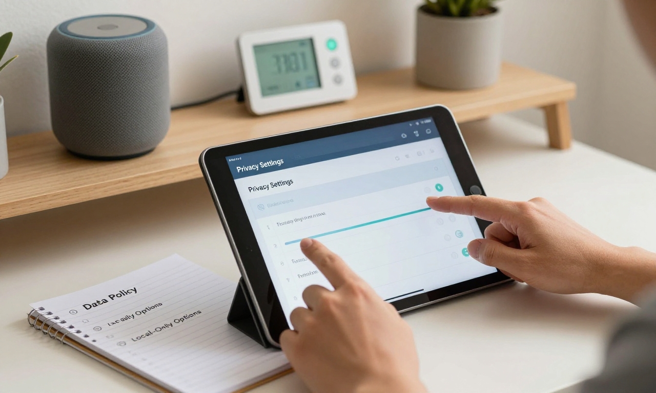 Hands adjusting privacy settings on a tablet with a checklist