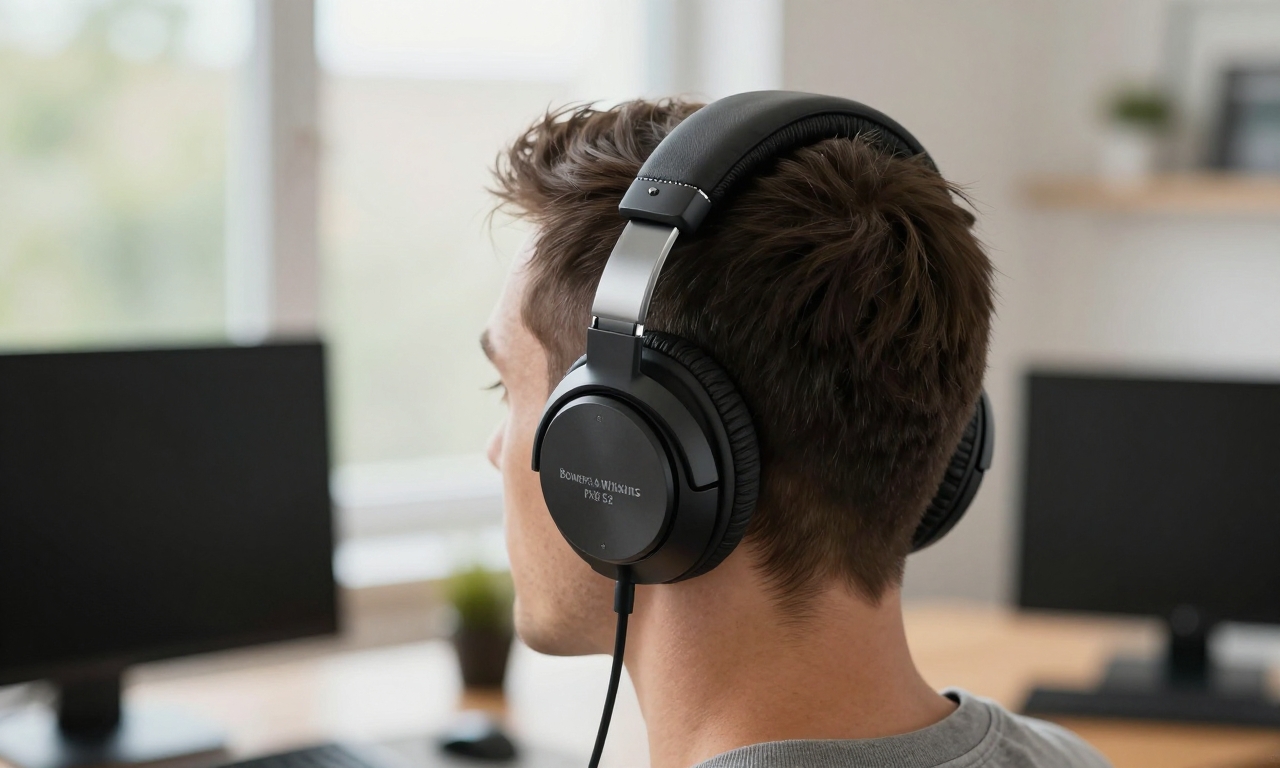 Person wearing Bowers & Wilkins Px8 S2 headphones comfortably