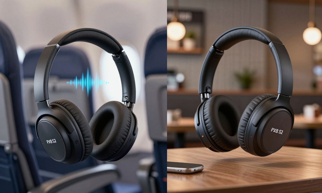 Bowers & Wilkins Px8 S2 headphones in noise cancellation and transparency modes