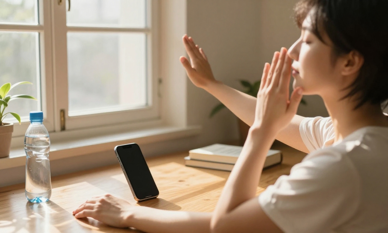 Person practicing morning routine without smartphone distraction
