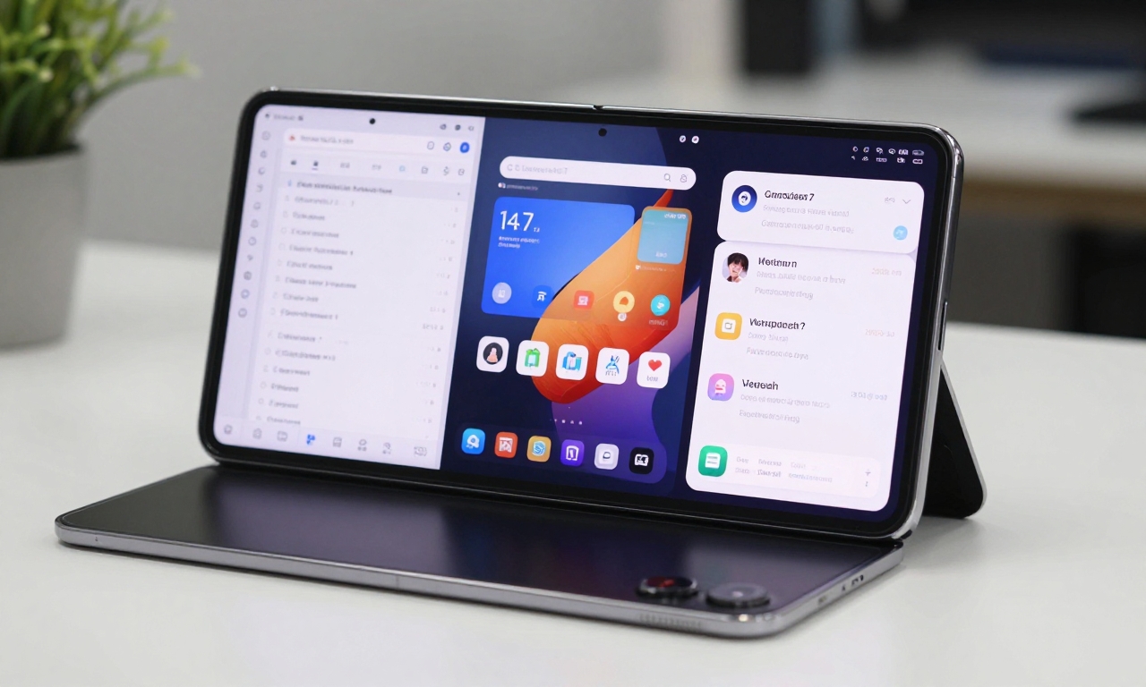 Samsung Galaxy Z Fold7 open with three apps multitasking
