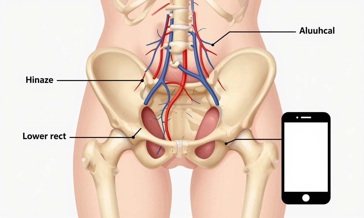 Anatomical diagram of hemorrhoids and pelvic pressure
