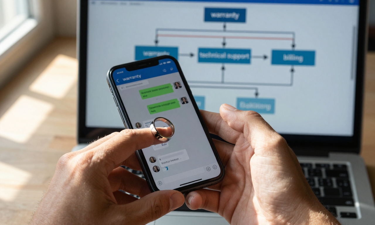 Person struggling with smart ring customer service maze