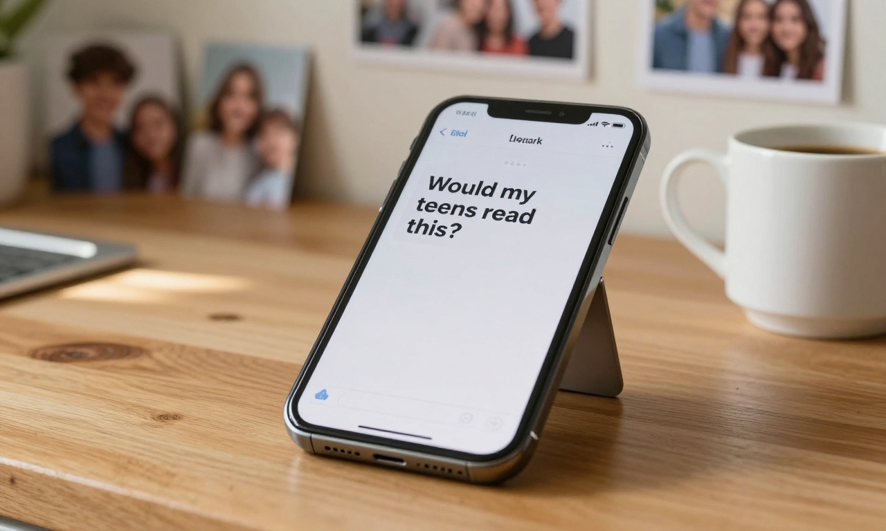 Smartphone showing draft text message about teens reading it