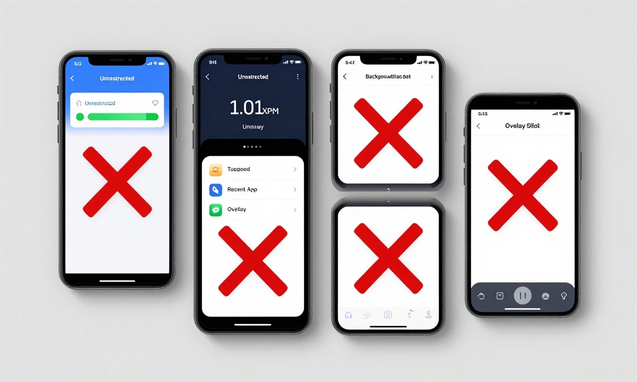Four smartphone screens showing insufficient troubleshooting steps for doorbell notifications