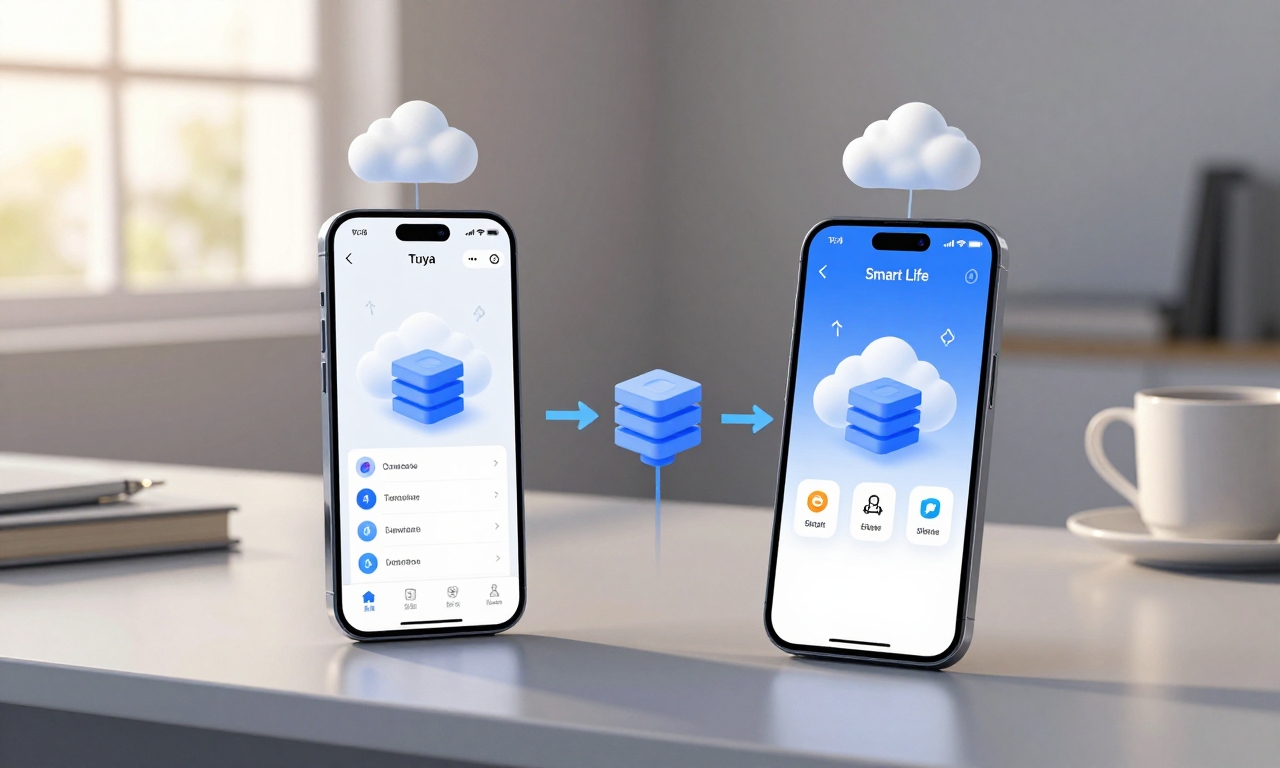Tuya and Smart Life apps shown as identical platforms on two phones