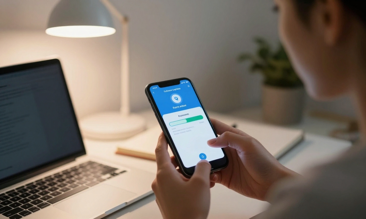Person waiting patiently during smartphone software update