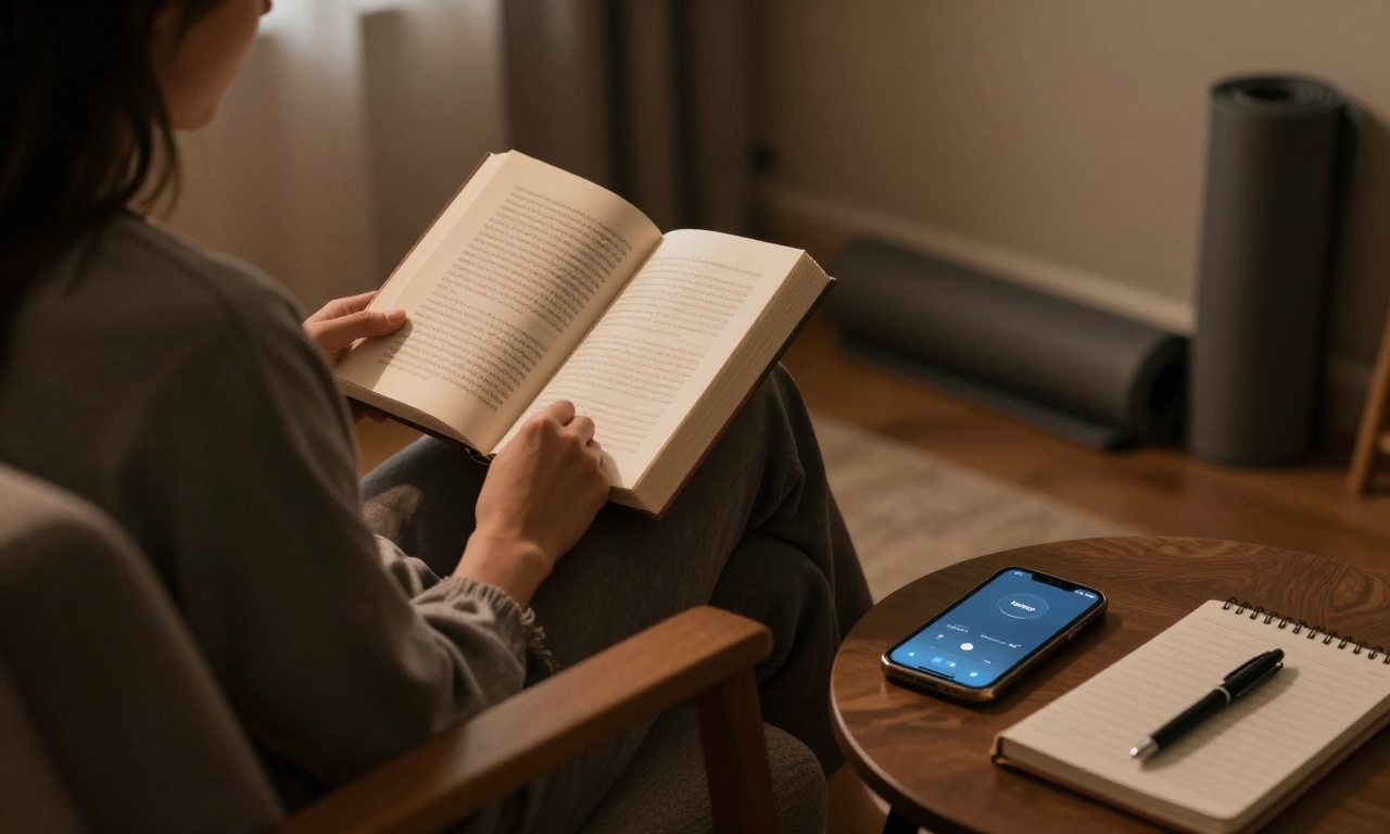 Person reading book during wind-down routine