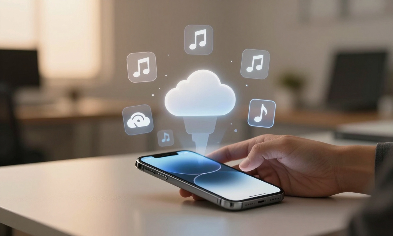 iPhone with floating service icons representing Apple subscriptions