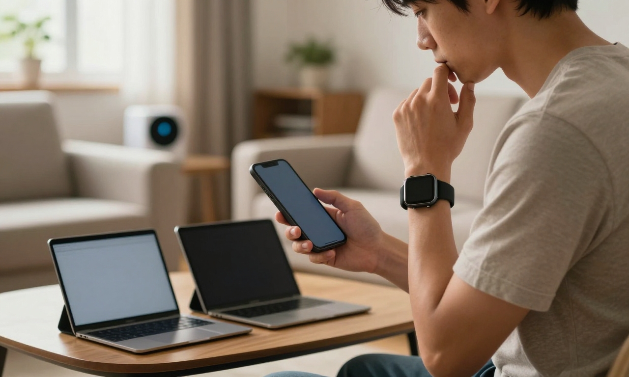 person evaluating smart devices and considering trust implications