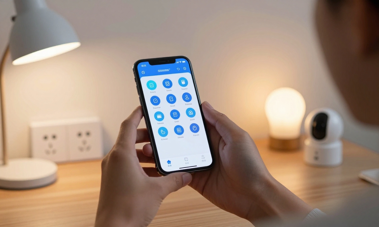 person using smartphone control app for smart home management