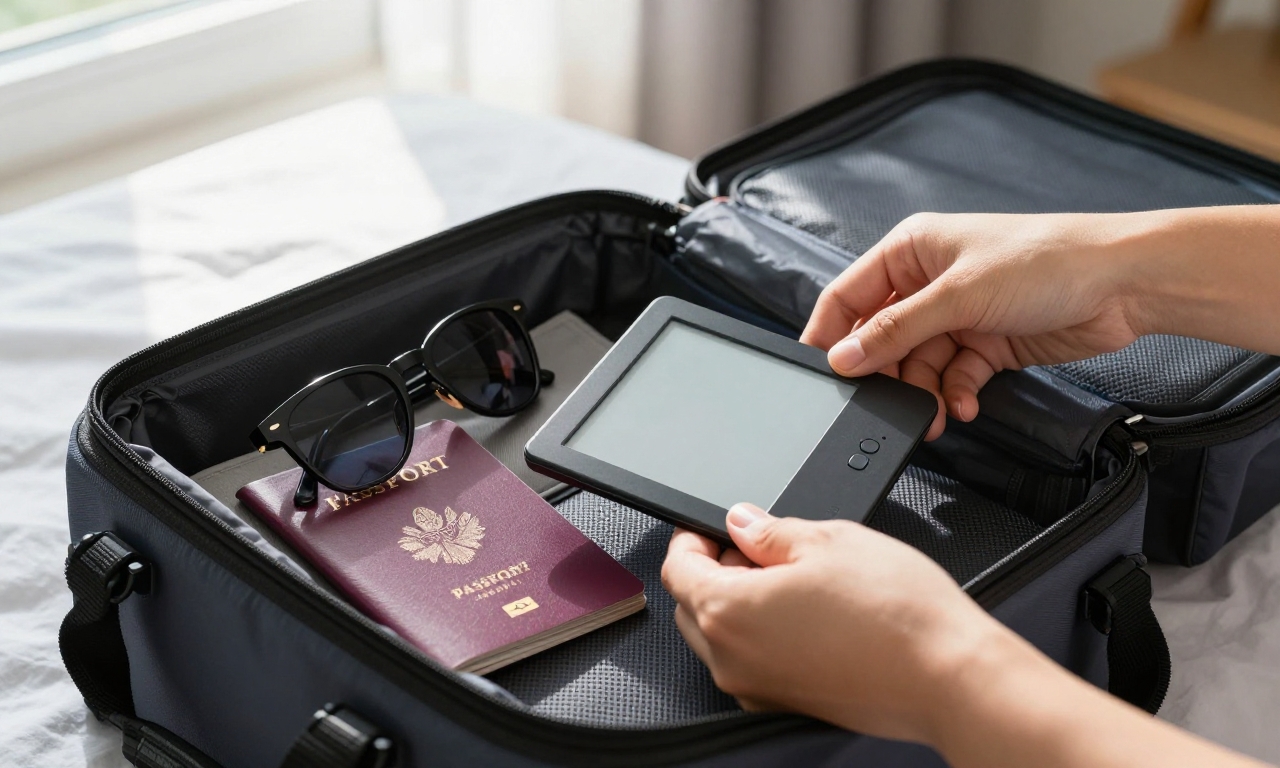 Packing e-reader for travel with long battery life