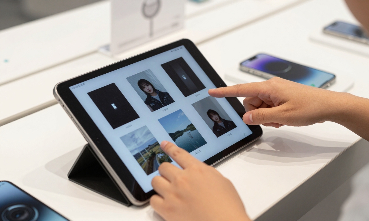 Person comparing smartphone camera sample images