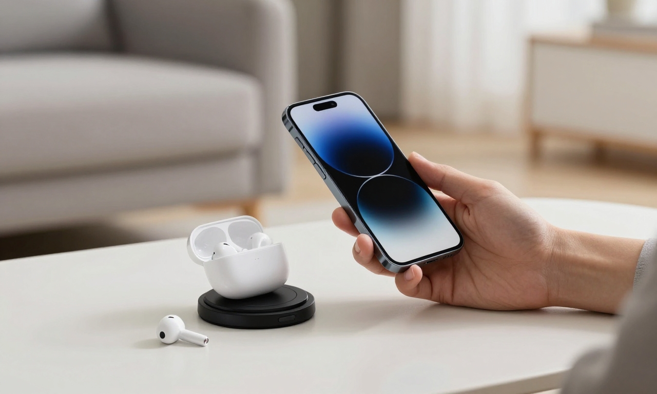 Modern smartphone with wireless charging and earbuds