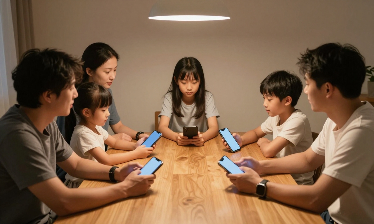 Family discussing smartphone sharing rules