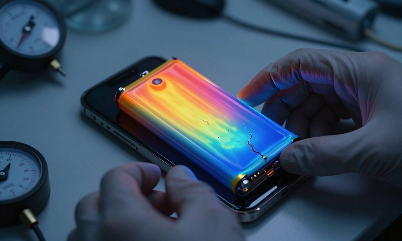 Smartphone battery heat damage close-up