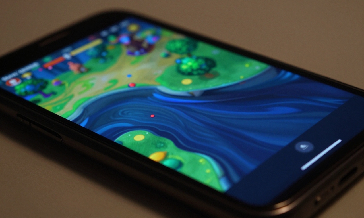 smartphone display with fluid game graphics
