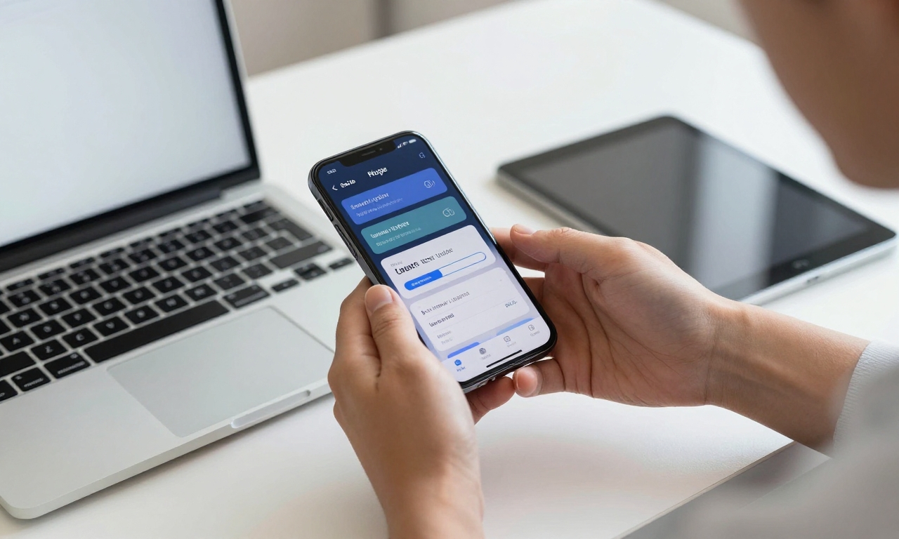 Person checking software updates on smartphone