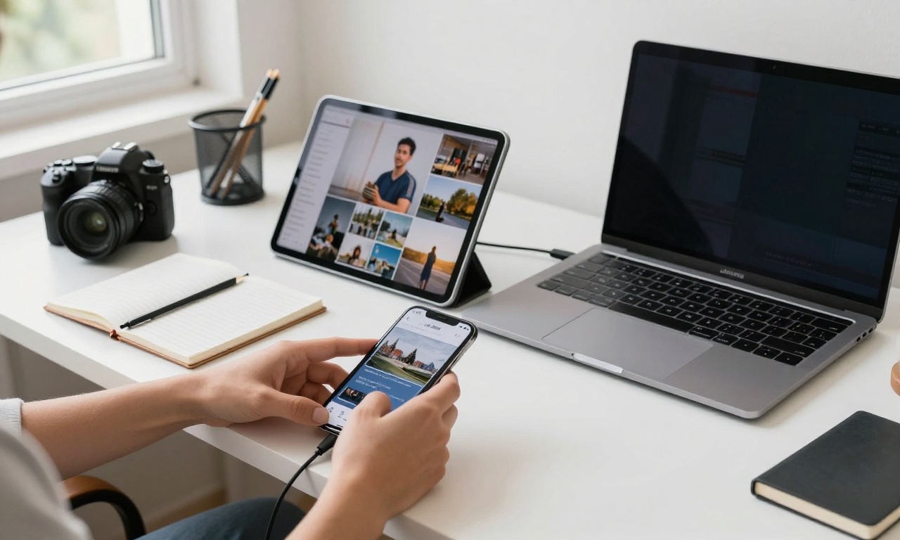 Smartphone integrated with tablet and laptop workflow