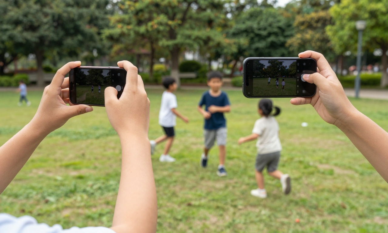 Capturing action shots of children playing in park