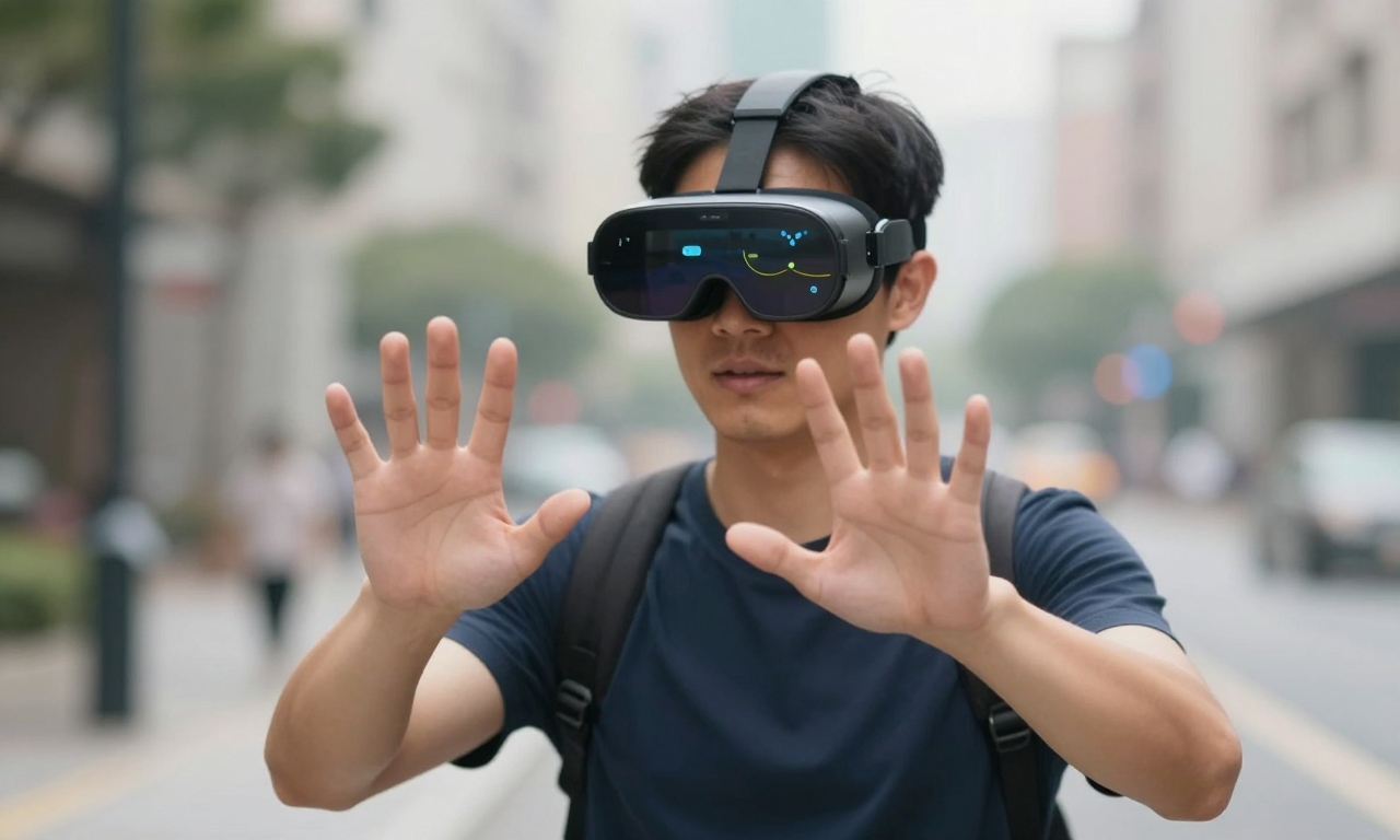 AR glasses used for navigation in urban setting