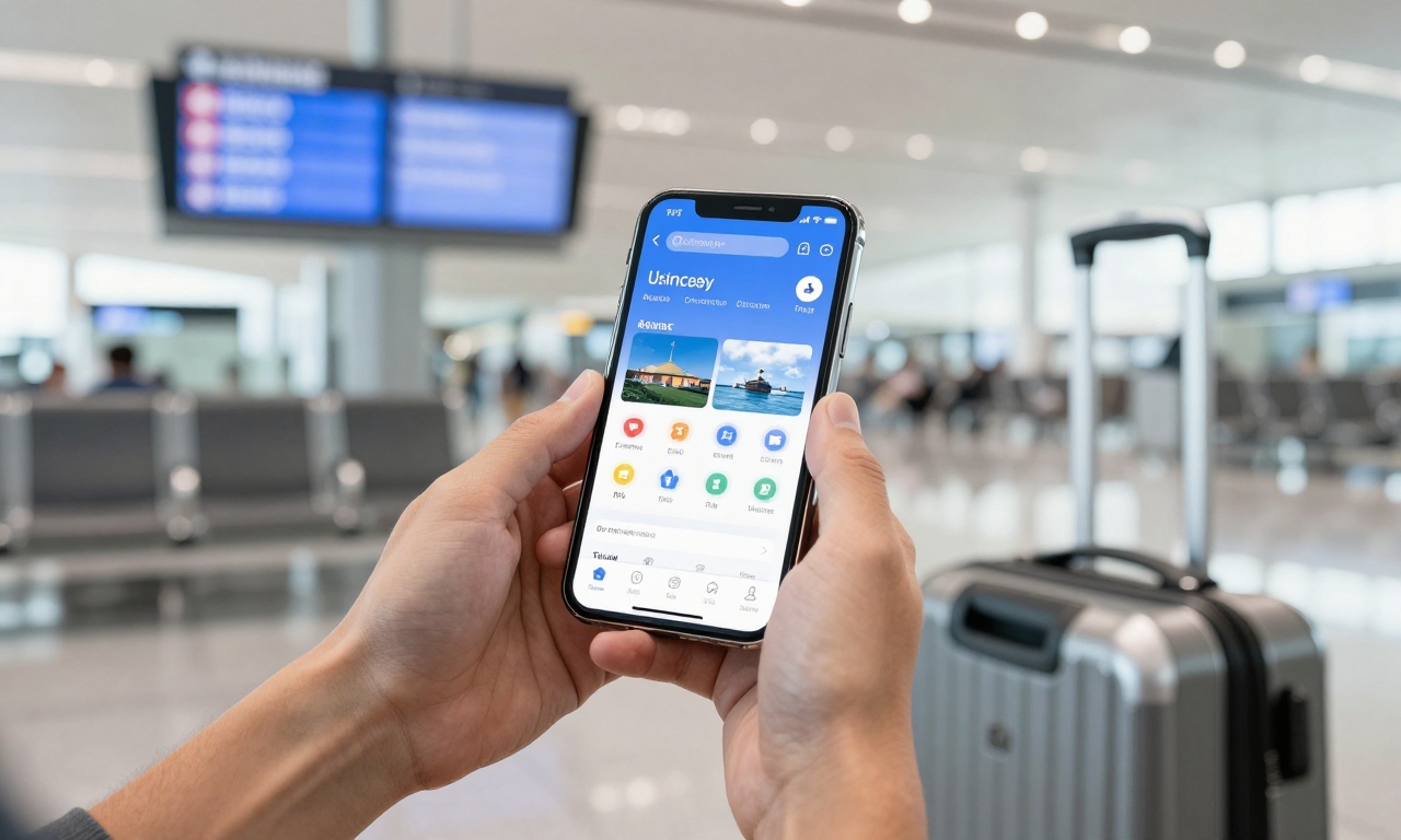 Travel-focused iPhone lock screen at airport