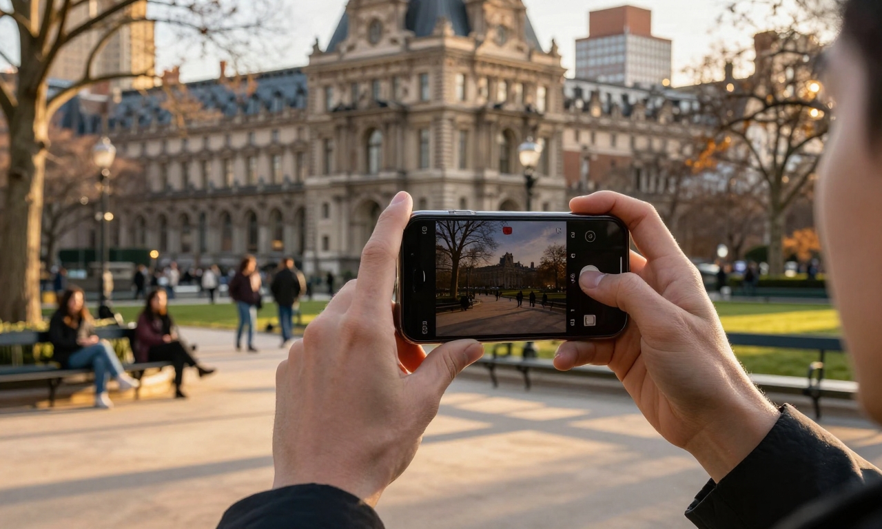 person using smartphone AI camera features