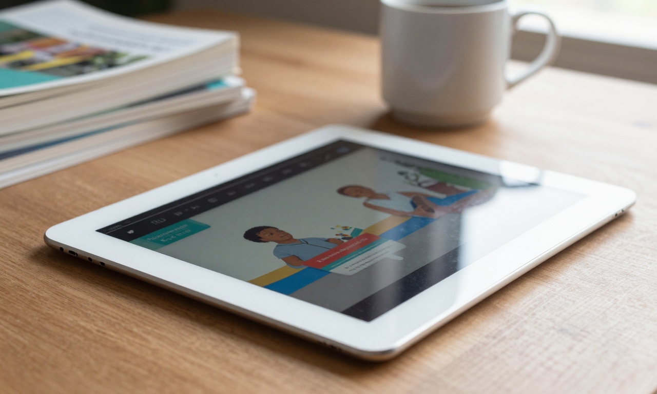 tablet design and display on desk with accessories