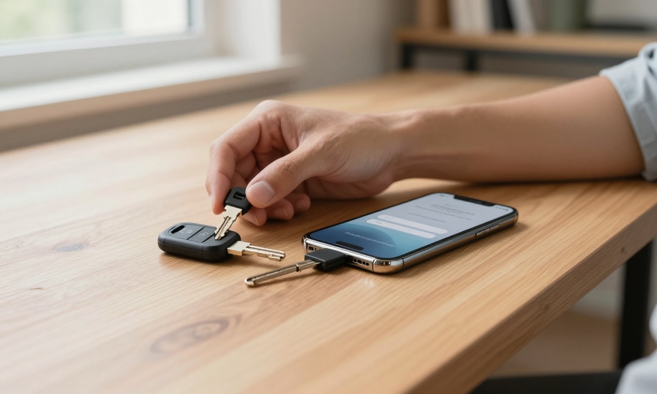 Hardware authentication key connected to smartphone