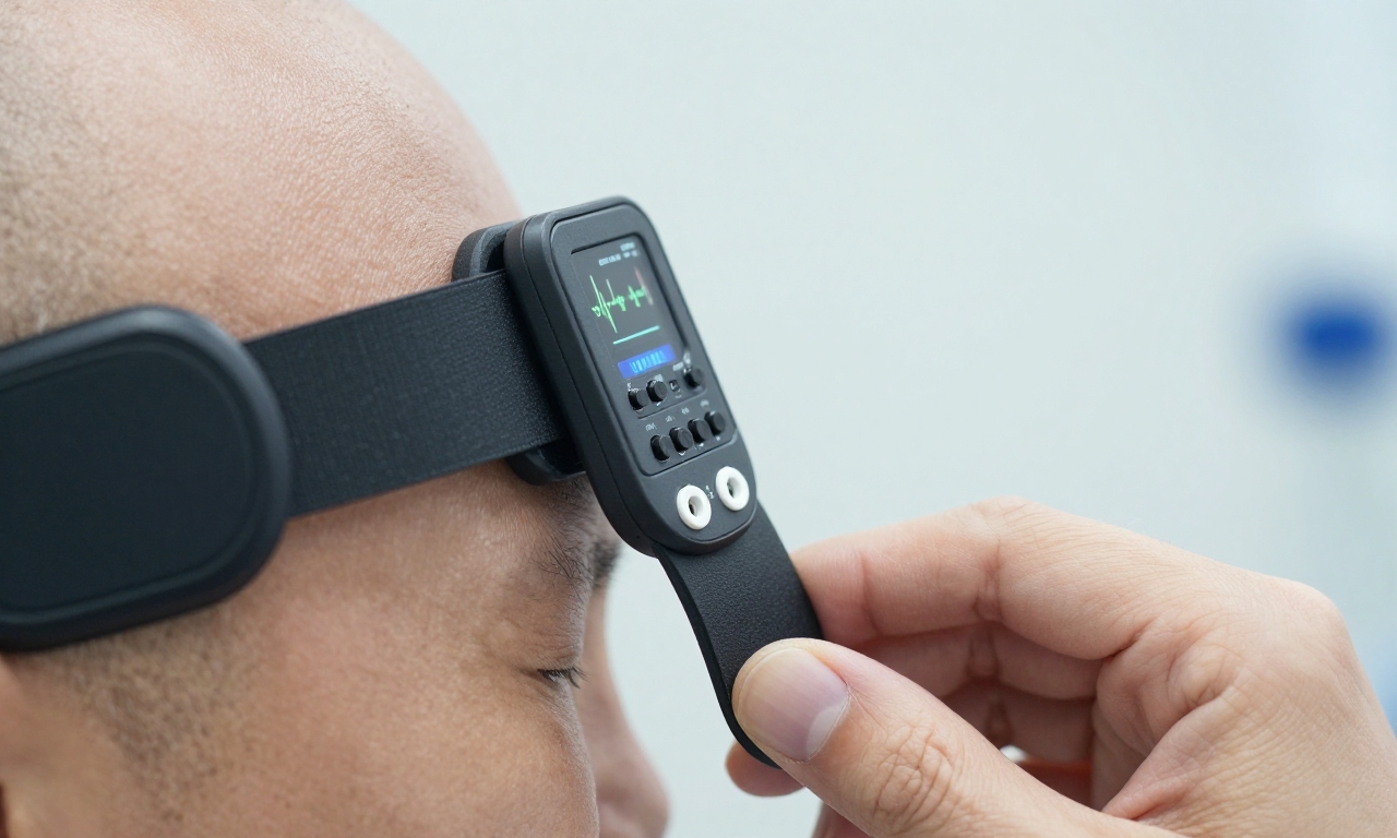 Close-up of EEG sensors in neurotech wearable device