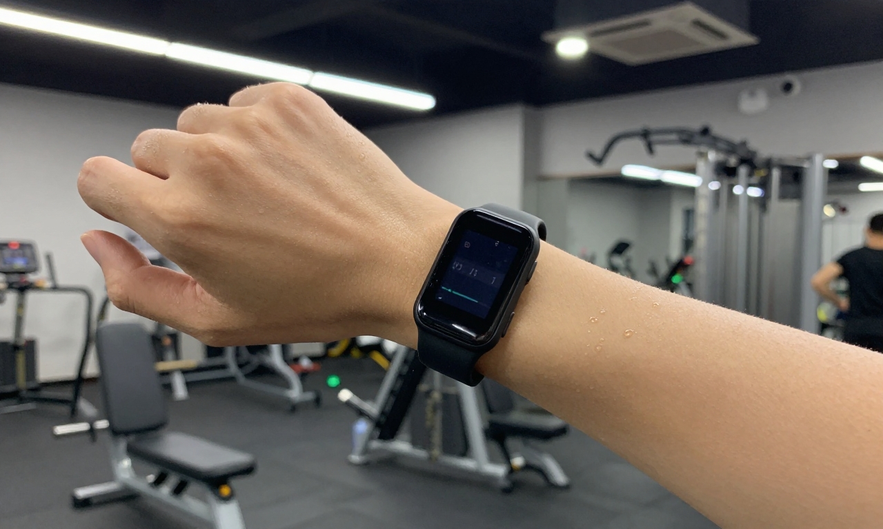 Close-up of fitness tracker during exercise
