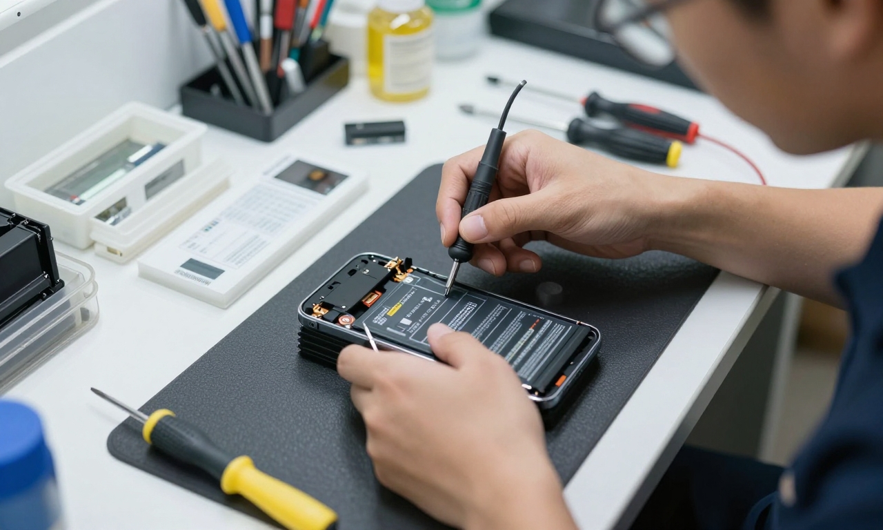 Professional smartphone battery replacement process
