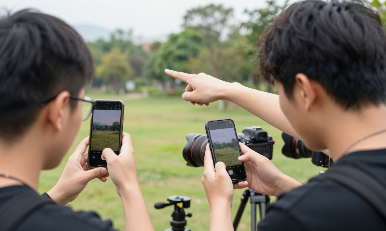 Photographers using AI analysis tools together