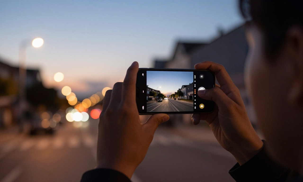 Smartphone night mode photography in urban dusk